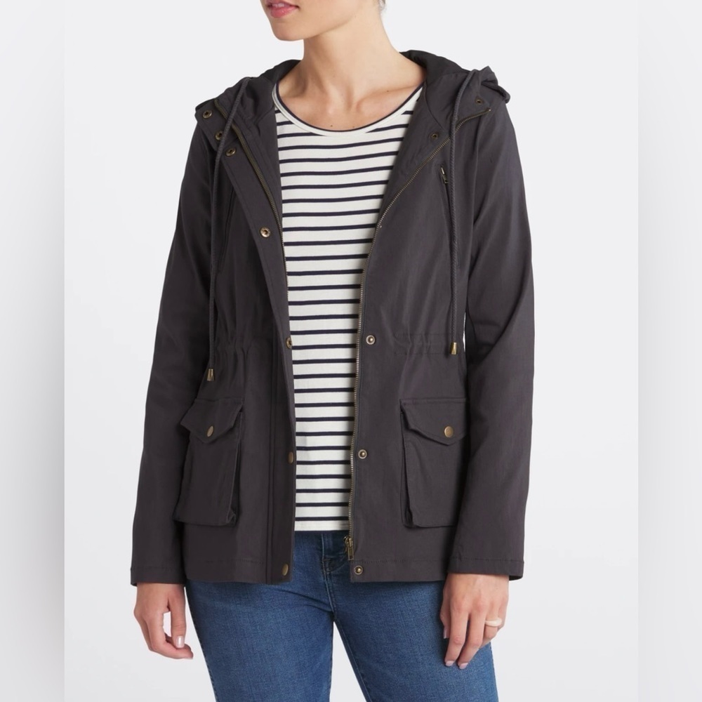 Eden Society Women's Dark Grey Gray Holly Contrast Hood Cargo Jacket Size Small